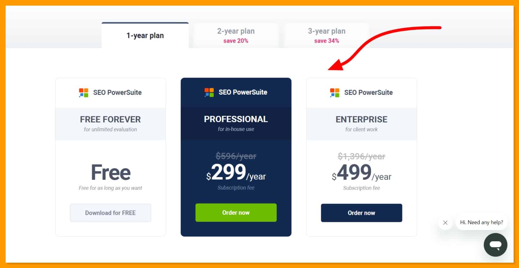 SEO Powersuite Pricing Page with Discount Applied